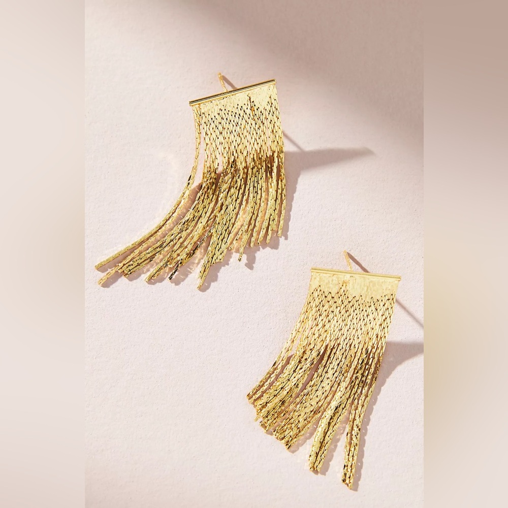 NWT Anthropologie Slinky Fringe Drop Earrings